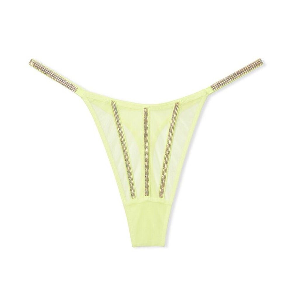 NWT Victoria's Secret Very Sexy Sheer Shine Thong Sz L - Citron Green